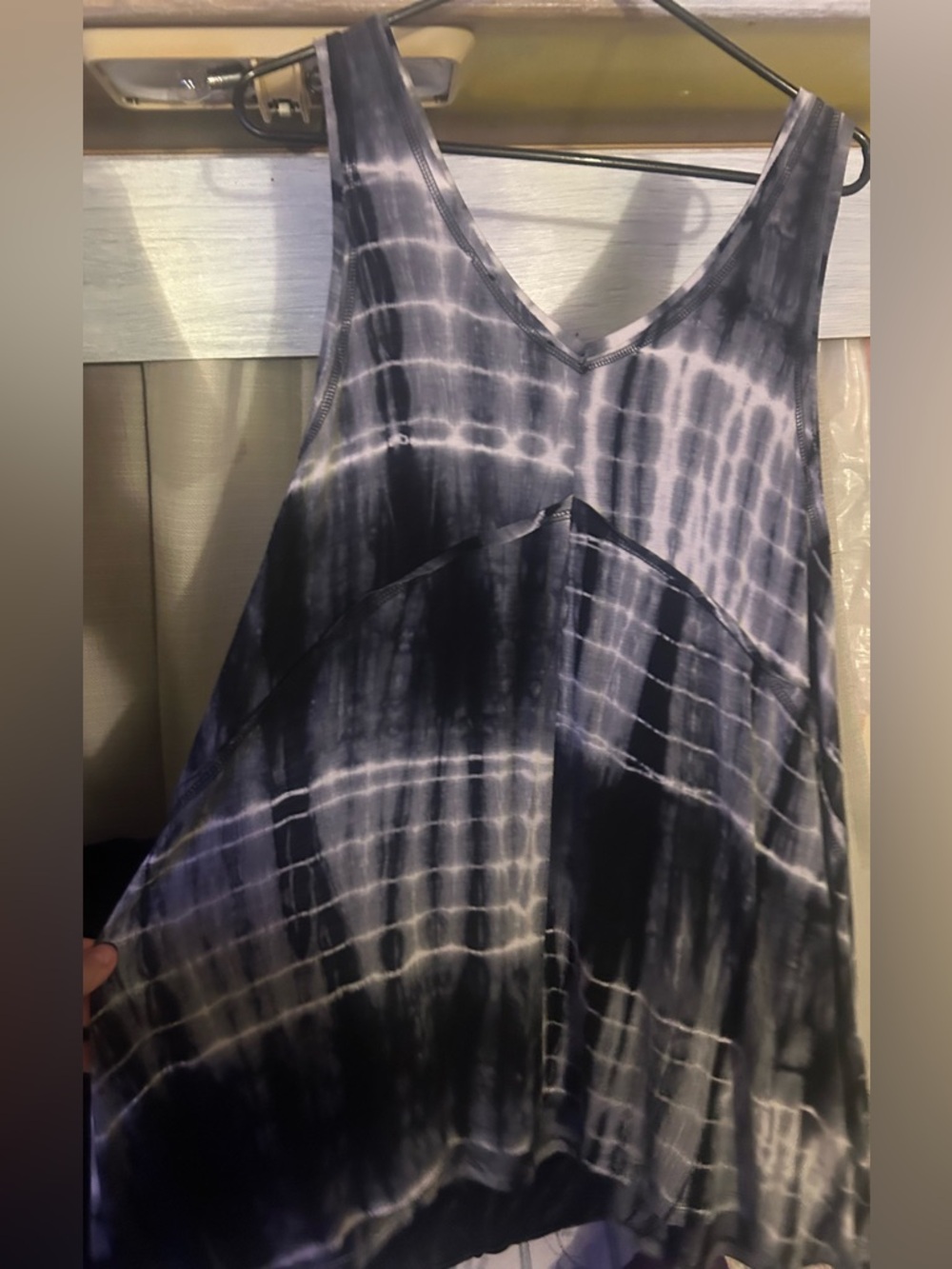 Suzanne Betro XL Tie dye black white grey stretch summer spring tunic top